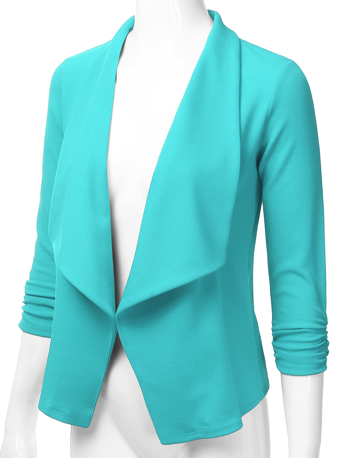 Women's 3/4 Sleeve Blazer Open Front Office Work Cardigan Jacket (S-3XL)
