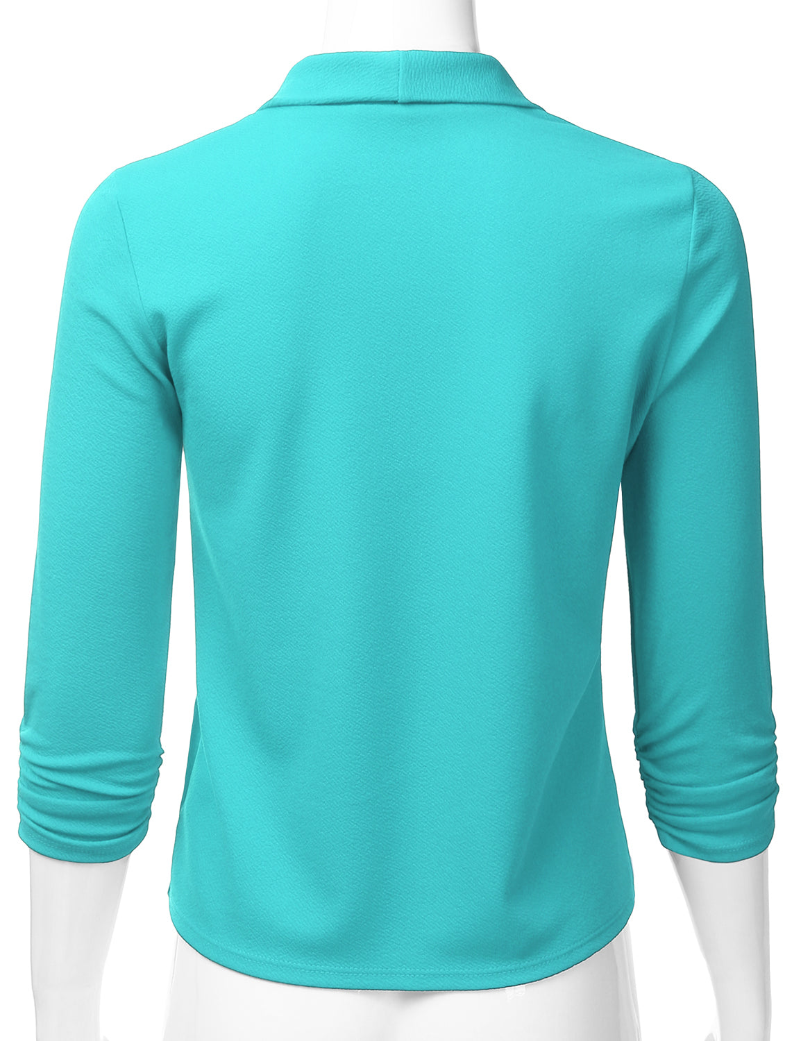 Women's 3/4 Sleeve Blazer Open Front Office Work Cardigan Jacket (S-3XL)