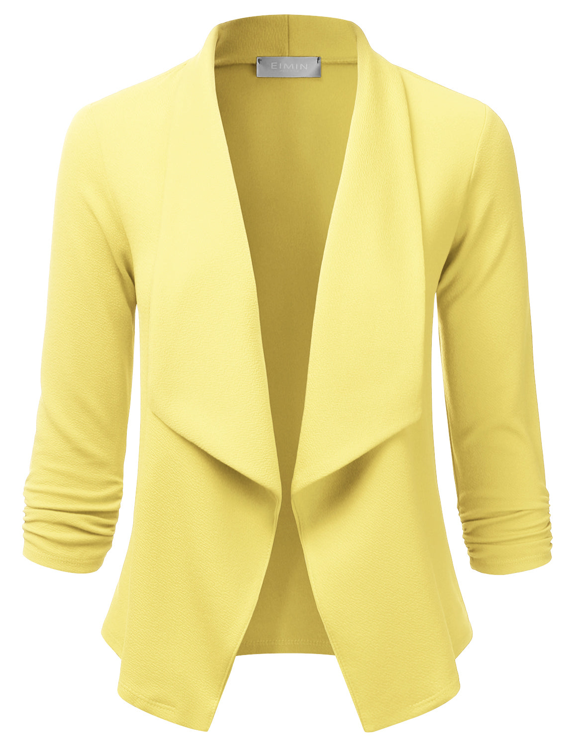 Women's 3/4 Sleeve Blazer Open Front Office Work Cardigan Jacket (S-3XL)