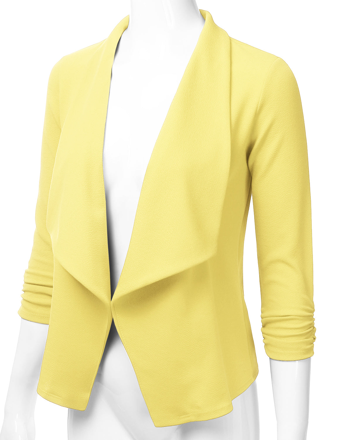 Women's 3/4 Sleeve Blazer Open Front Office Work Cardigan Jacket (S-3XL)