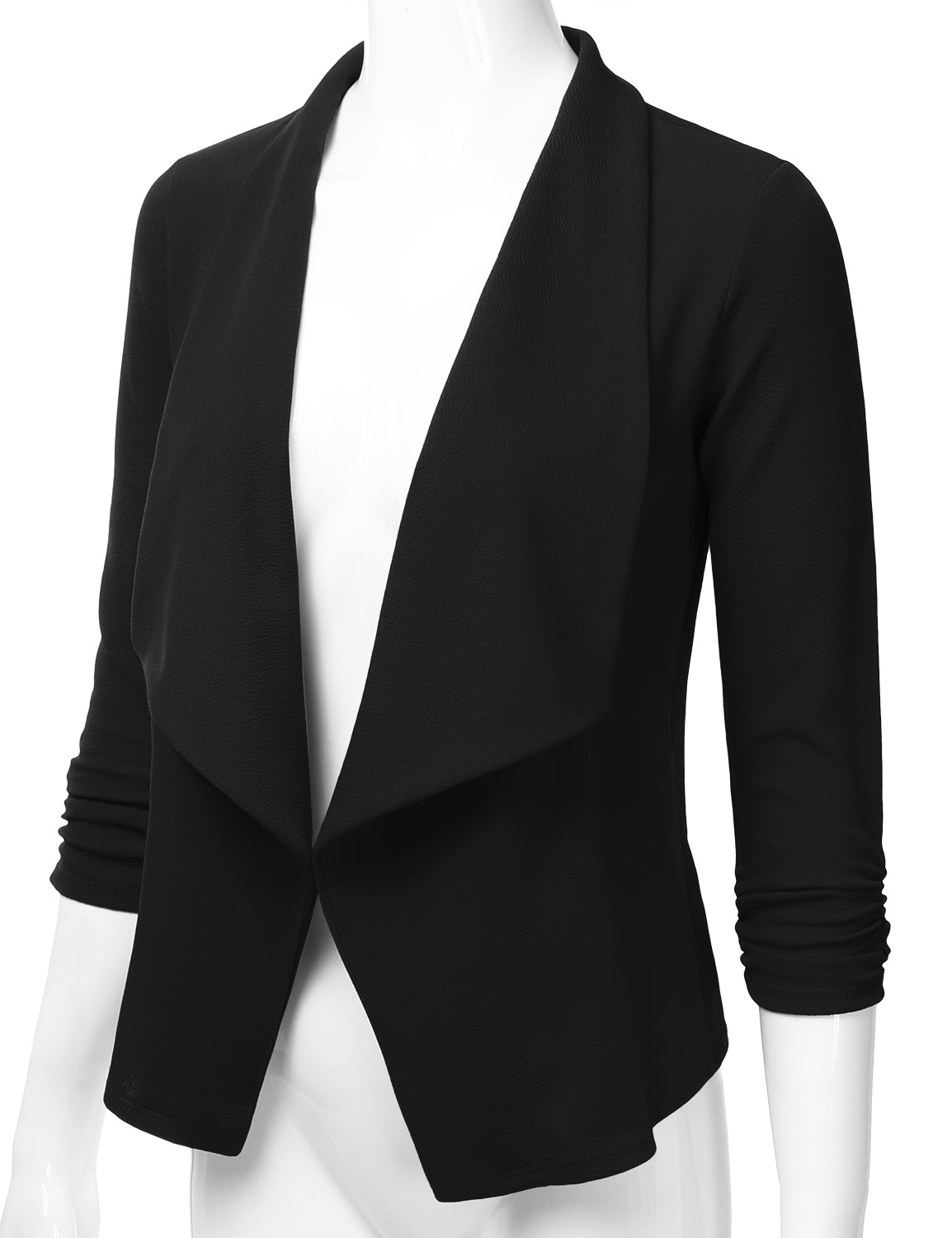 Women's 3/4 Sleeve Blazer Open Front Office Work Cardigan Jacket (S-3XL)