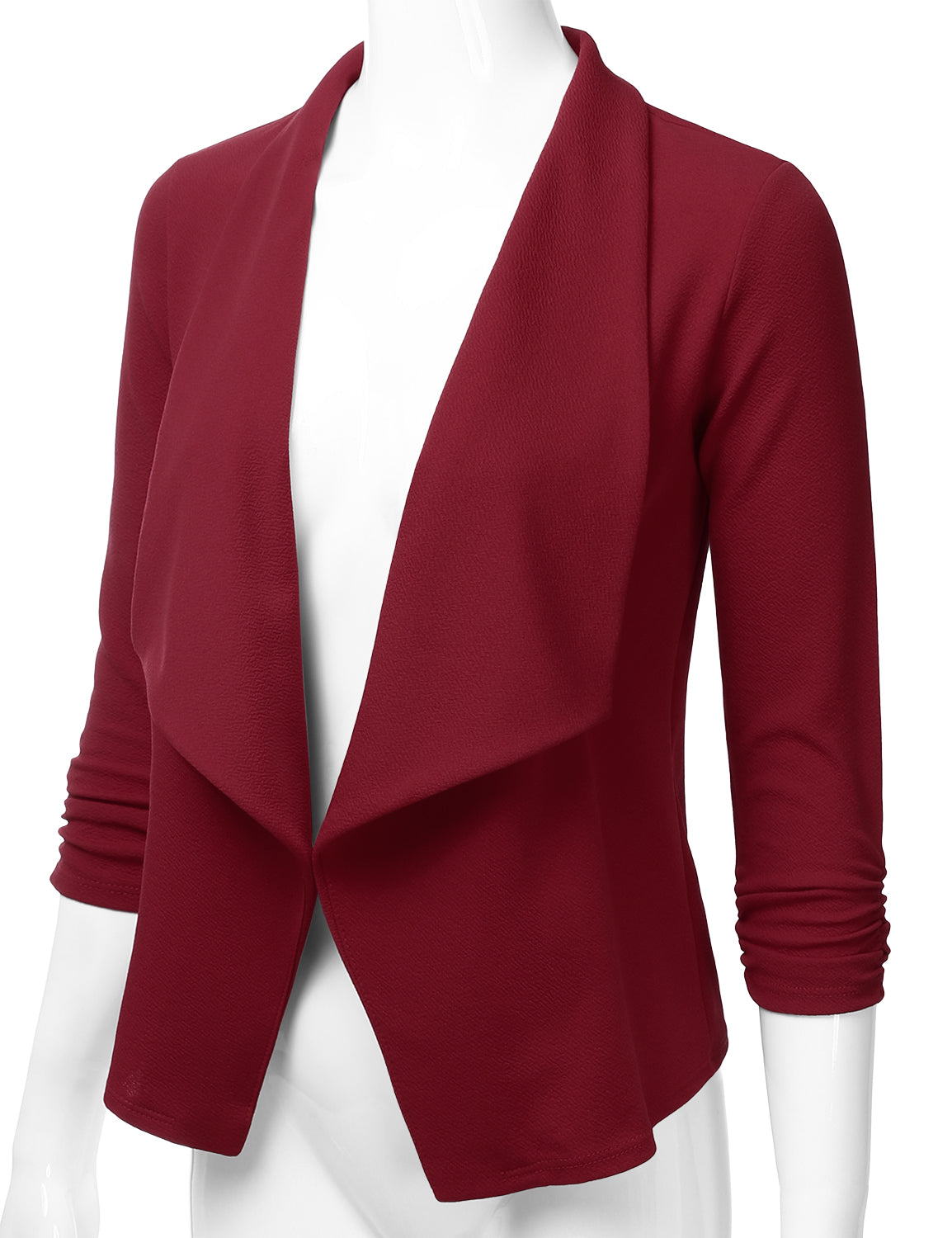 Women's 3/4 Sleeve Blazer Open Front Office Work Cardigan Jacket (S-3XL)
