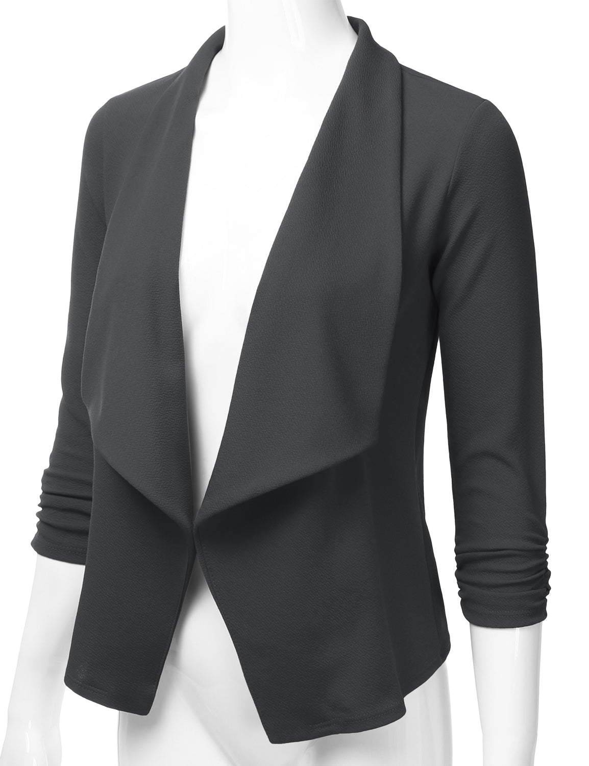 Women's 3/4 Sleeve Blazer Open Front Office Work Cardigan Jacket (S-3XL)