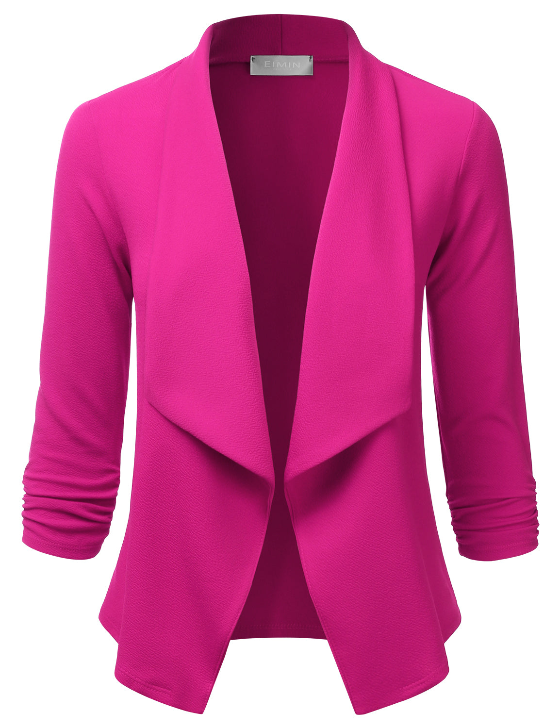 Women's 3/4 Sleeve Blazer Open Front Office Work Cardigan Jacket (S-3XL)