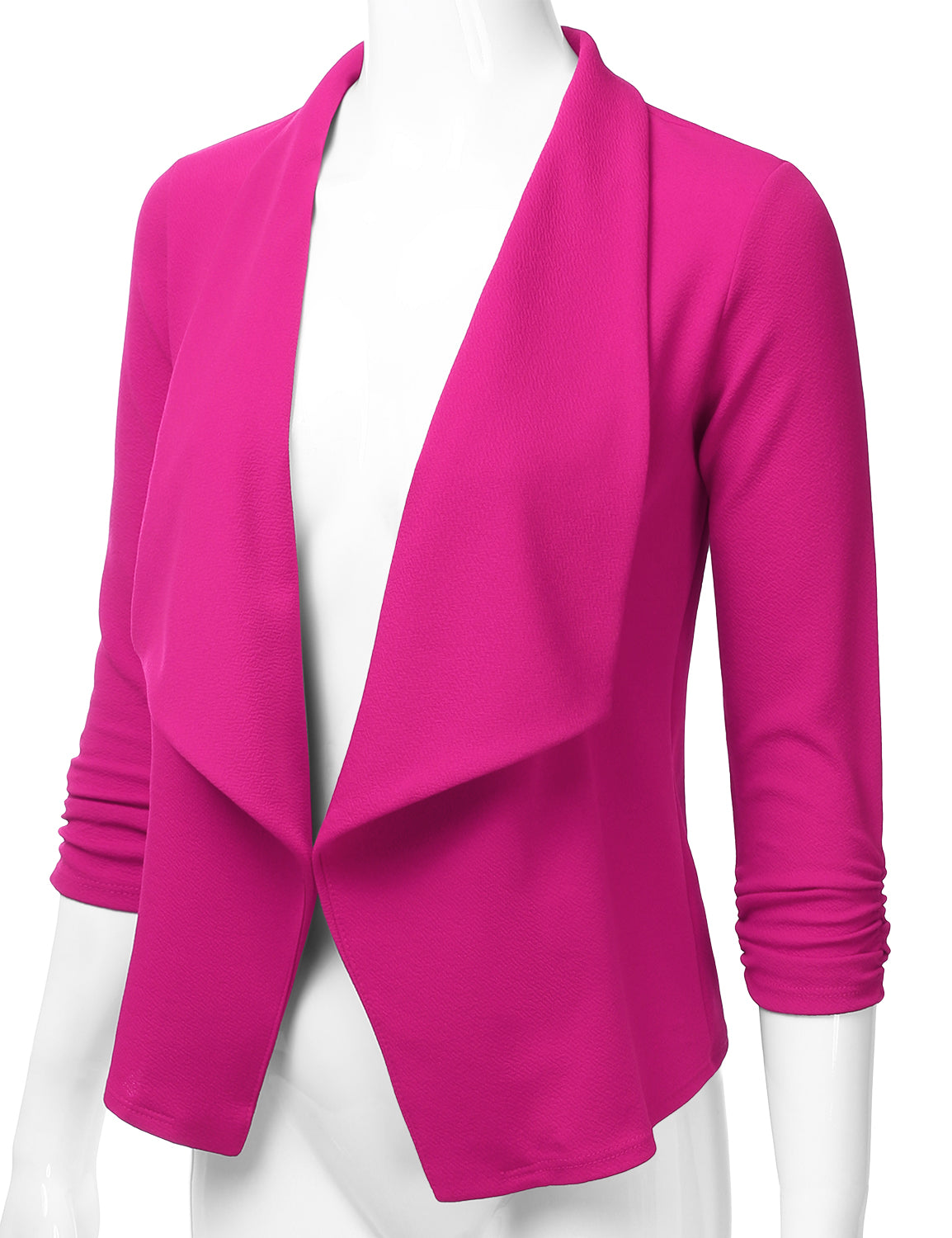 Women's 3/4 Sleeve Blazer Open Front Office Work Cardigan Jacket (S-3XL)