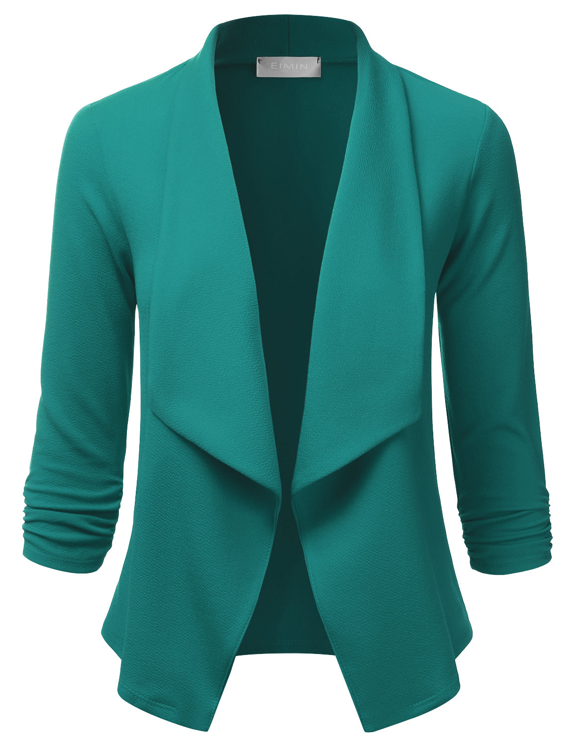 Women's 3/4 Sleeve Blazer Open Front Office Work Cardigan Jacket (S-3XL)