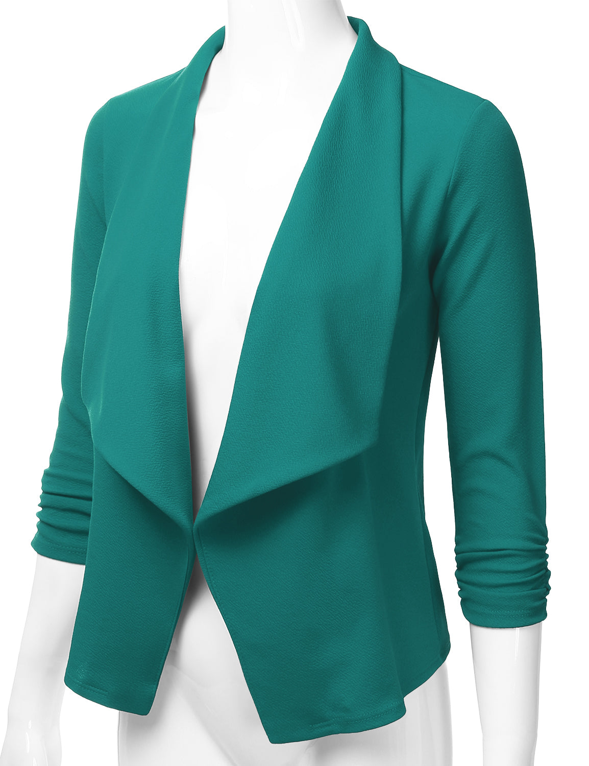 Women's 3/4 Sleeve Blazer Open Front Office Work Cardigan Jacket (S-3XL)