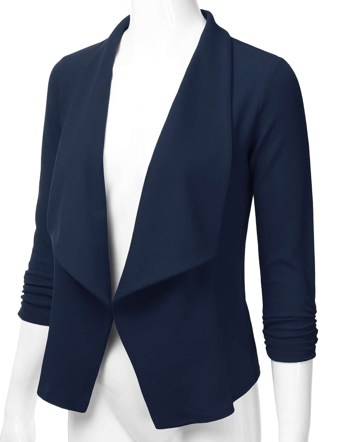 Women's 3/4 Sleeve Blazer Open Front Office Work Cardigan Jacket (S-3XL)
