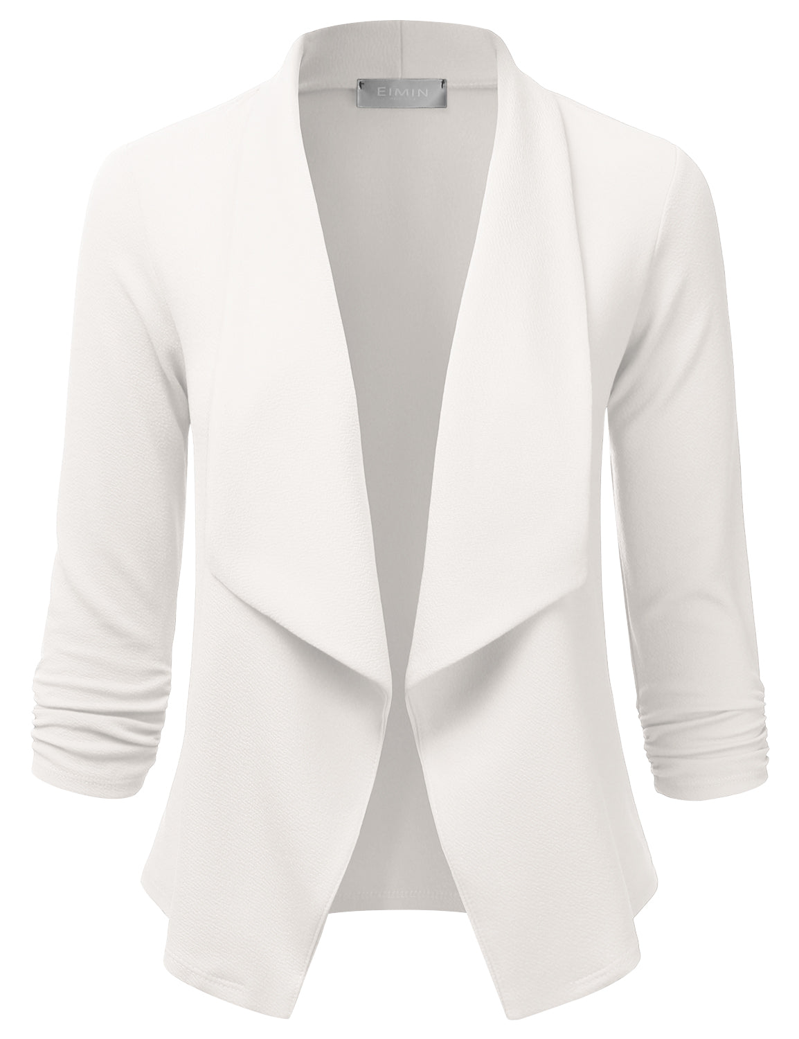 Women's 3/4 Sleeve Blazer Open Front Office Work Cardigan Jacket (S-3XL)