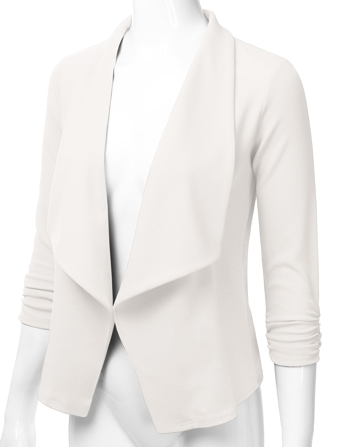 Women's 3/4 Sleeve Blazer Open Front Office Work Cardigan Jacket (S-3XL)