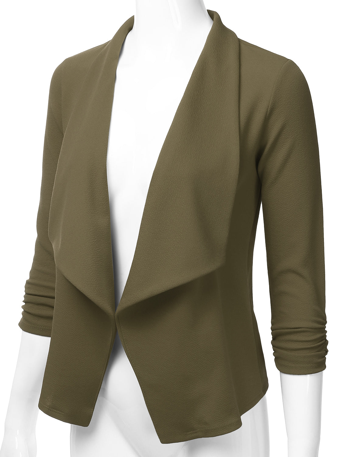 Women's 3/4 Sleeve Blazer Open Front Office Work Cardigan Jacket (S-3XL)