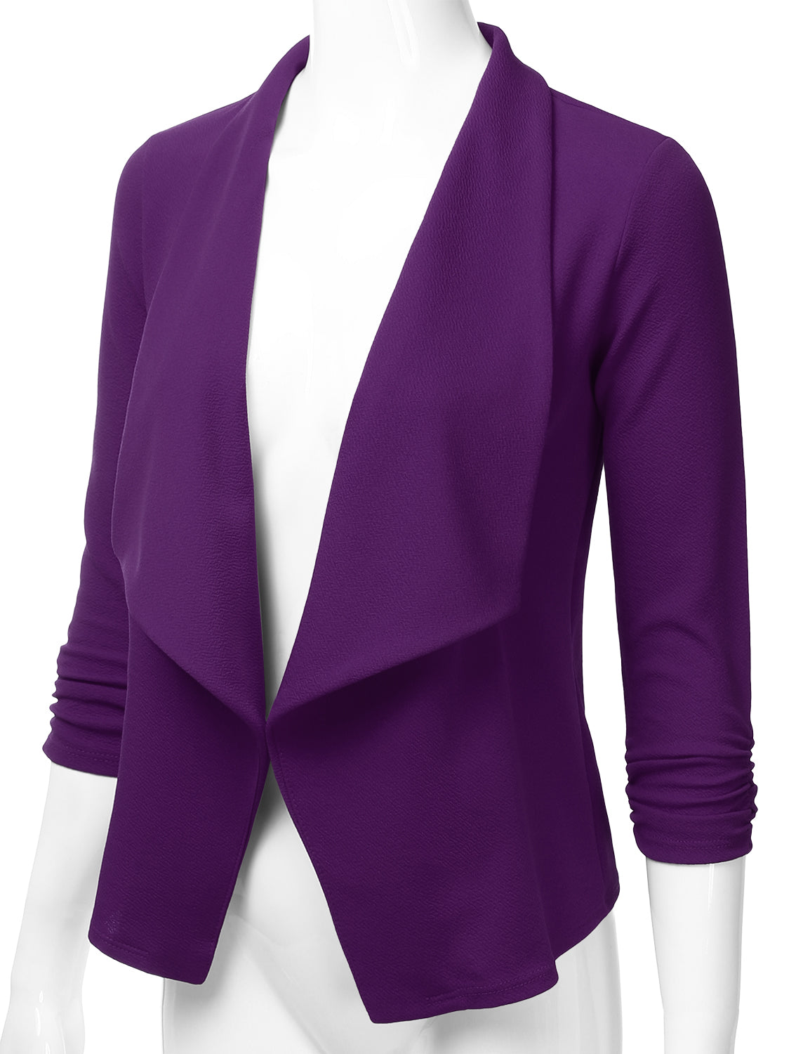 Women's 3/4 Sleeve Blazer Open Front Office Work Cardigan Jacket (S-3XL)
