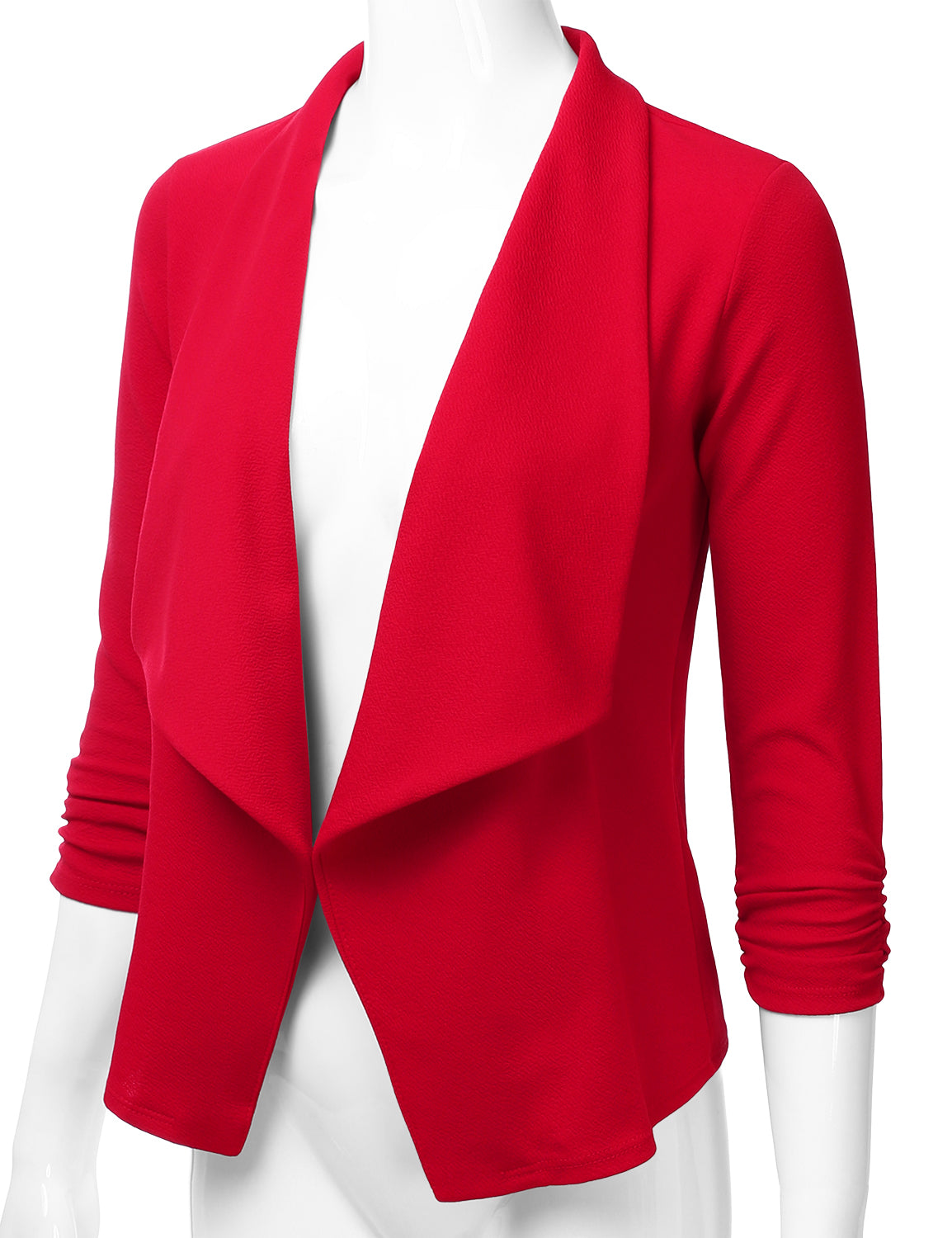Women's 3/4 Sleeve Blazer Open Front Office Work Cardigan Jacket (S-3XL)