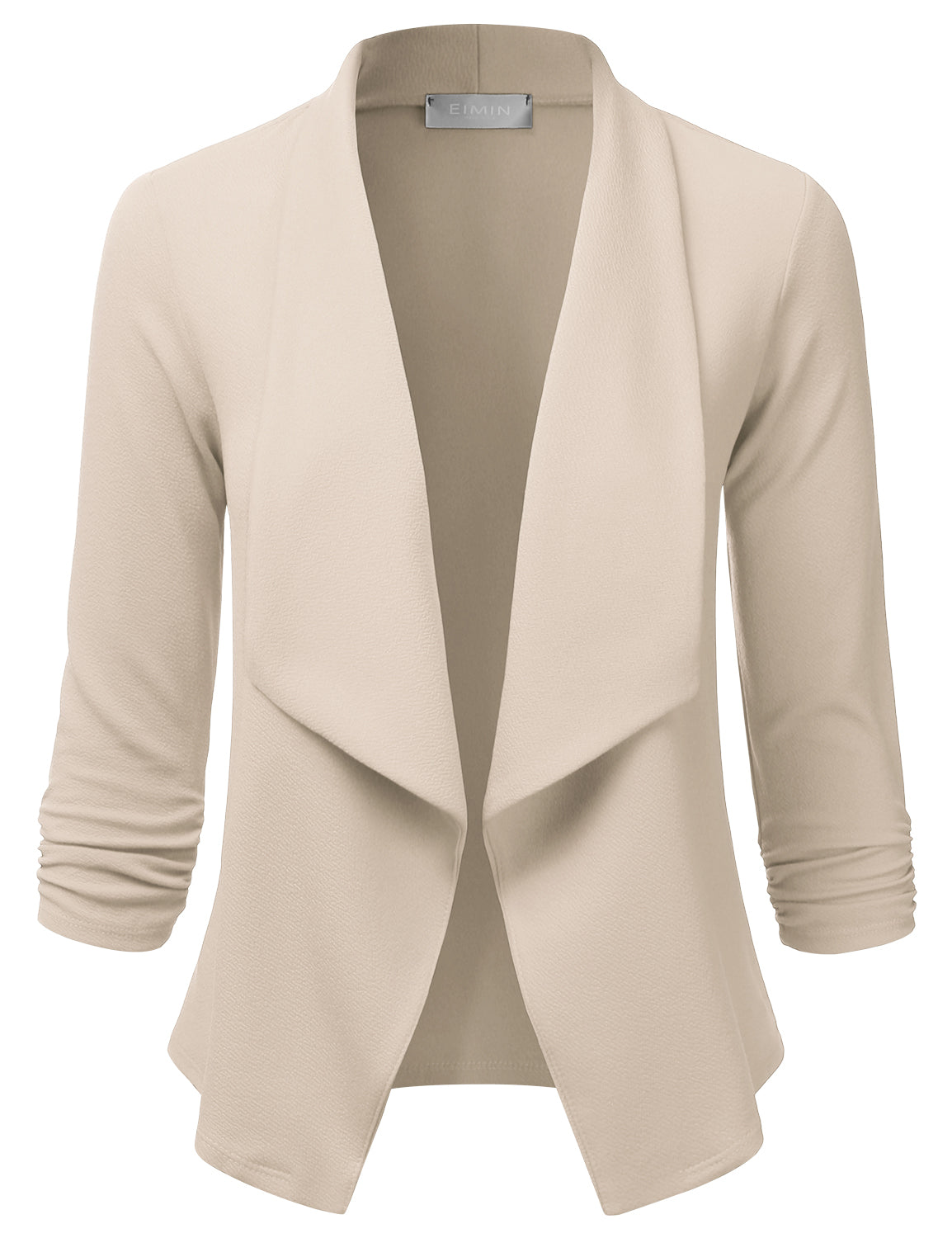 Women's 3/4 Sleeve Blazer Open Front Office Work Cardigan Jacket (S-3XL)