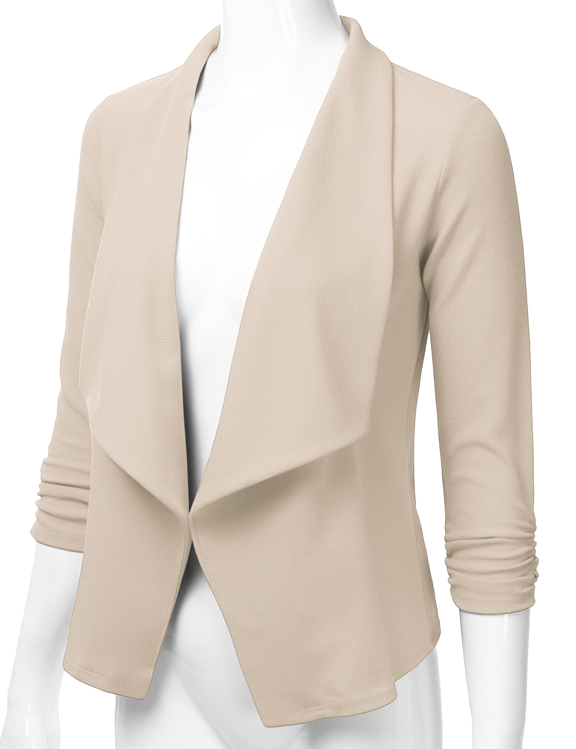 Women's 3/4 Sleeve Blazer Open Front Office Work Cardigan Jacket (S-3XL)