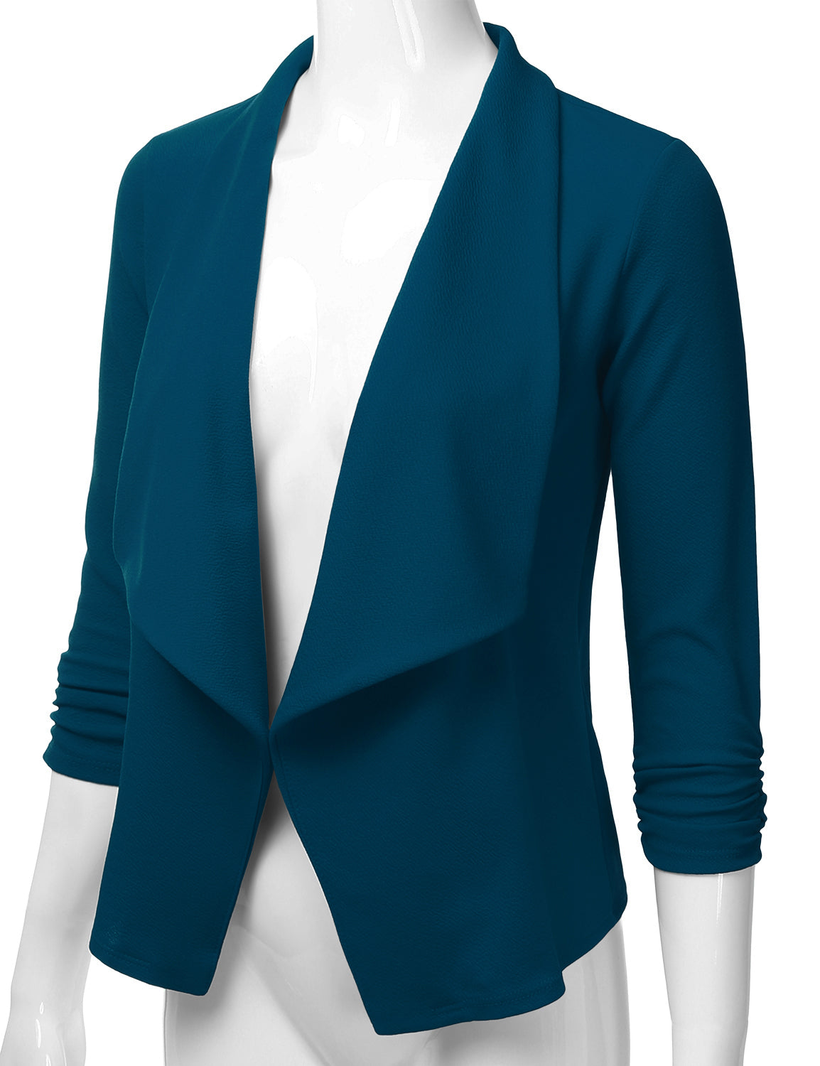 Women's 3/4 Sleeve Blazer Open Front Office Work Cardigan Jacket (S-3XL)