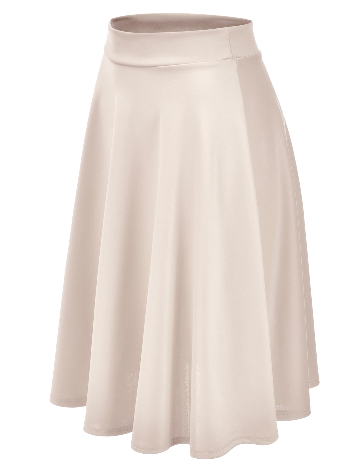 Women's Basic Versatile Stretchy Flared Casual Midi Skater Skirt (S-3XL)