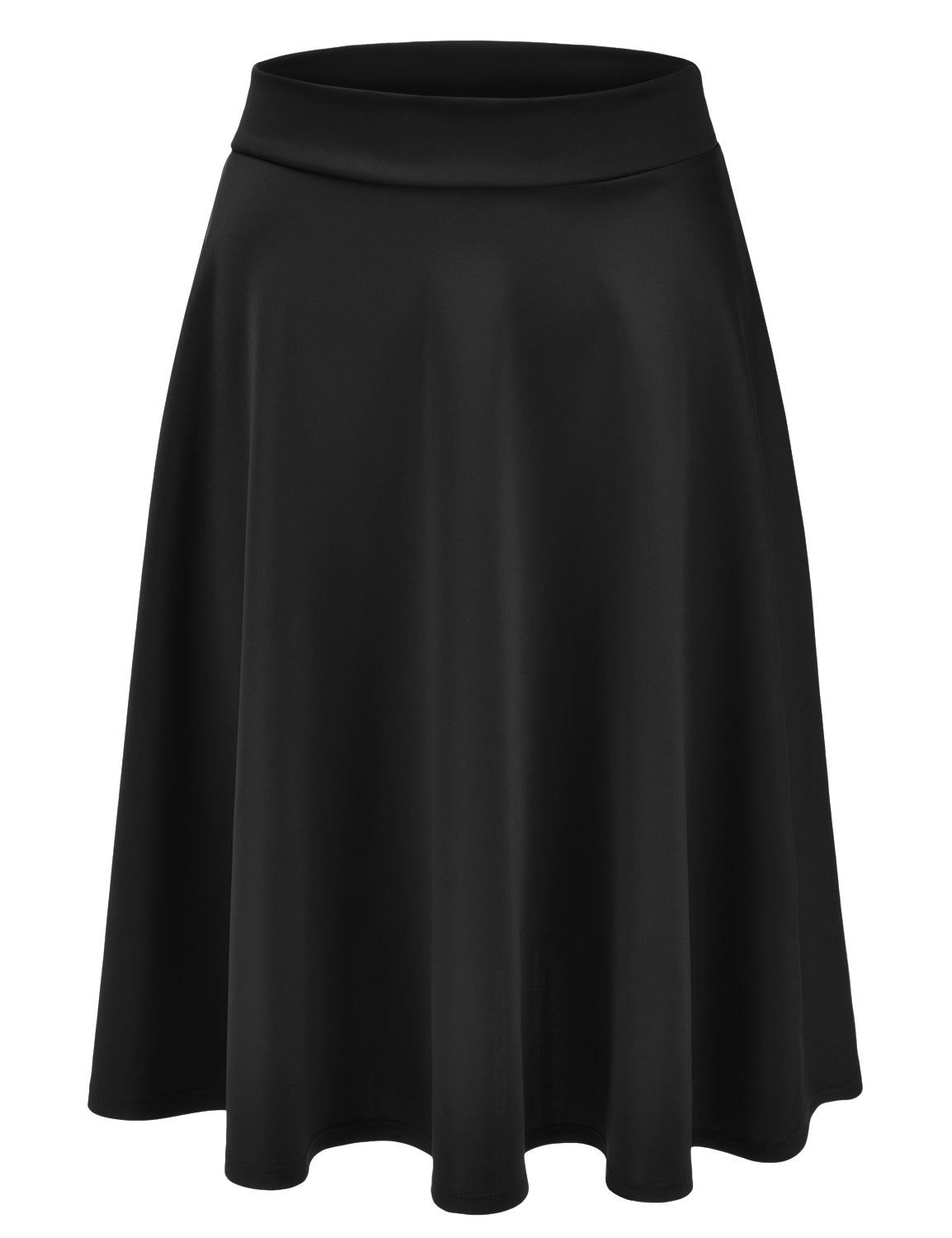 Women's Basic Versatile Stretchy Flared Casual Midi Skater Skirt (S-3XL)
