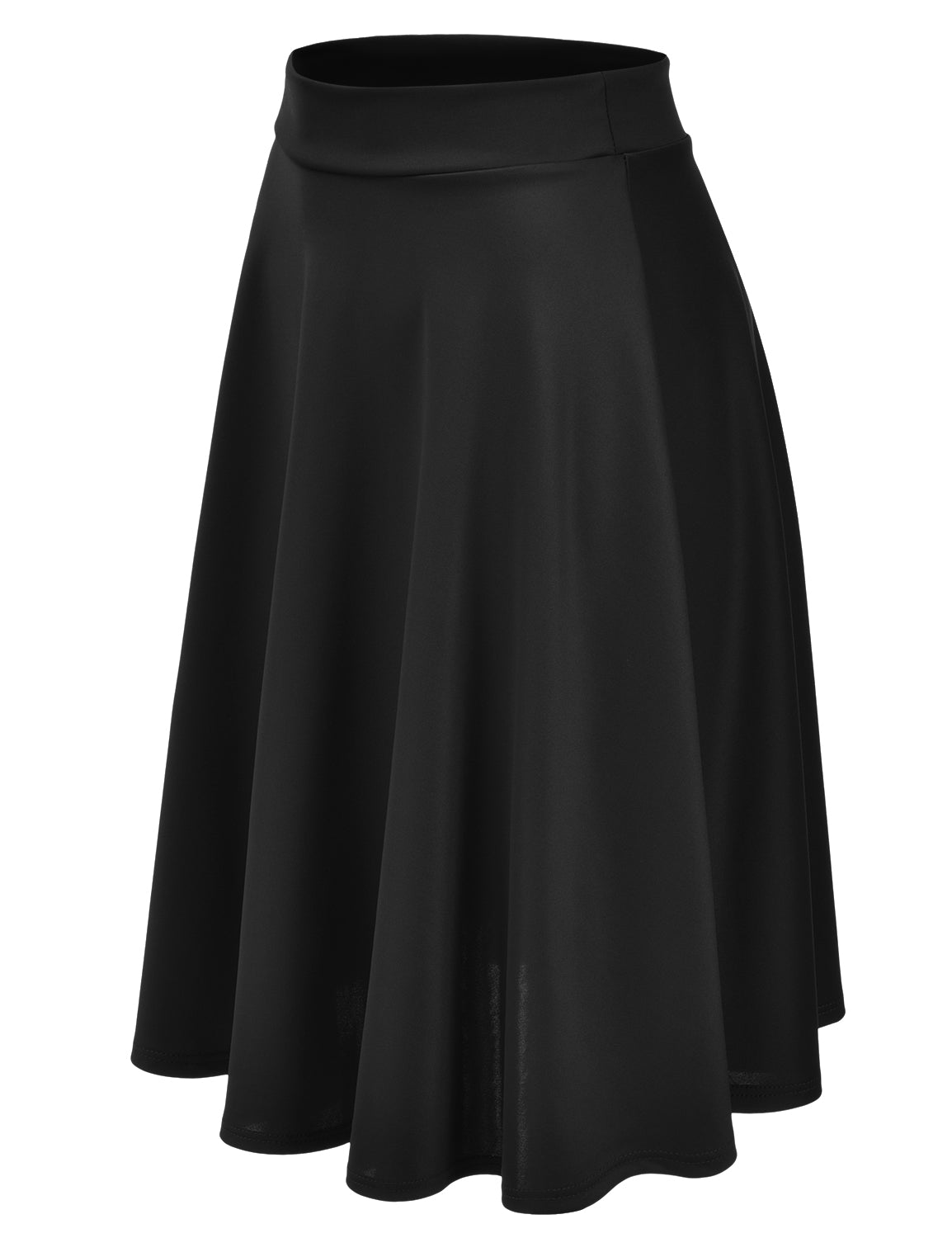 Women's Basic Versatile Stretchy Flared Casual Midi Skater Skirt (S-3XL)