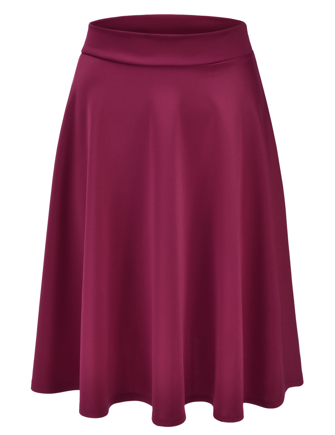 Women's Basic Versatile Stretchy Flared Casual Midi Skater Skirt (S-3XL)