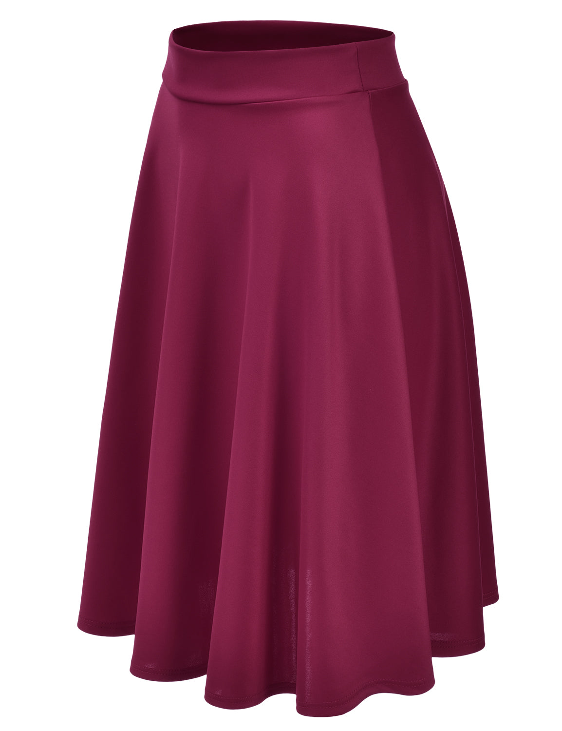 Women's Basic Versatile Stretchy Flared Casual Midi Skater Skirt (S-3XL)