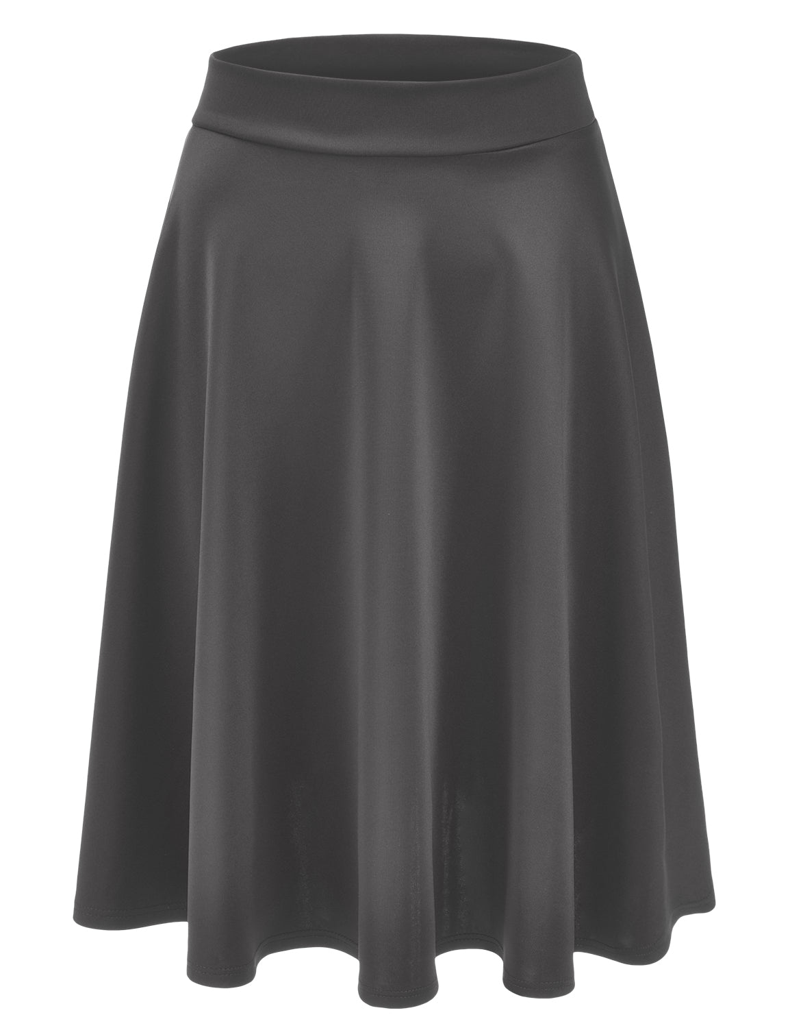 Women's Basic Versatile Stretchy Flared Casual Midi Skater Skirt (S-3XL)