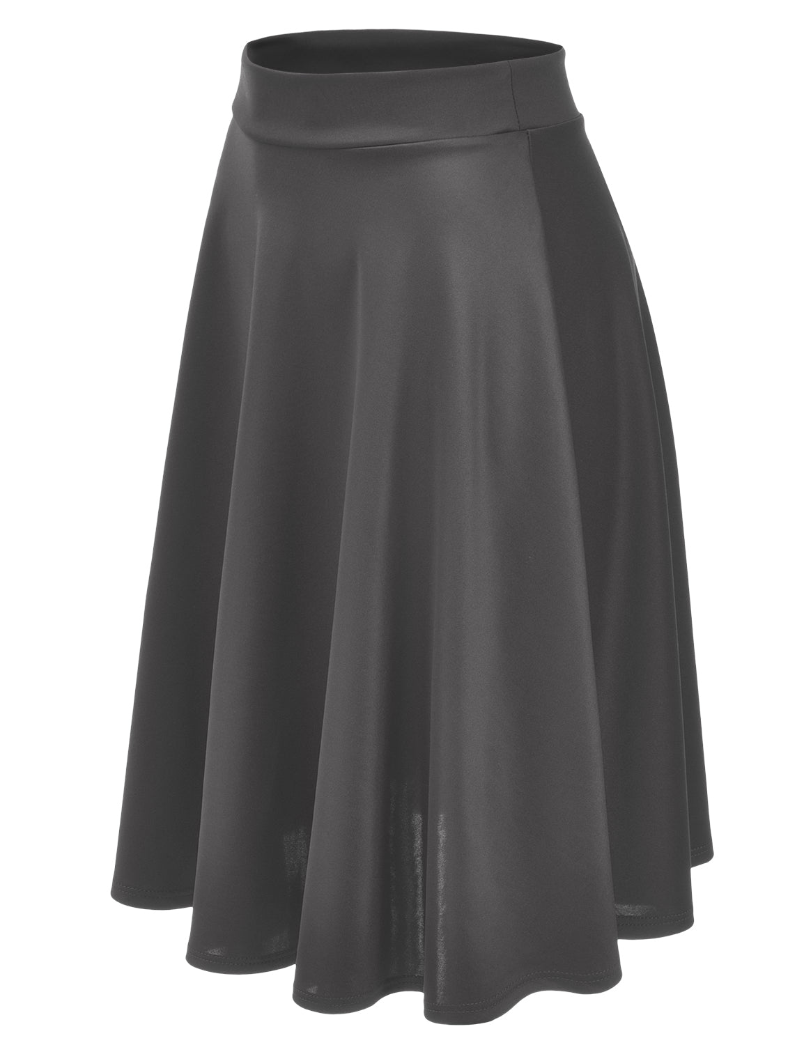 Women's Basic Versatile Stretchy Flared Casual Midi Skater Skirt (S-3XL)
