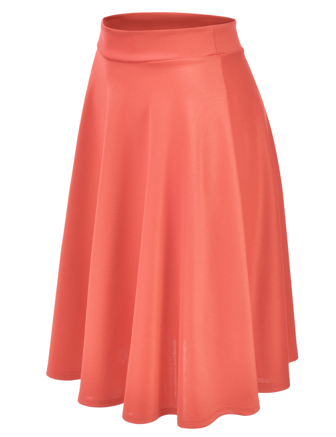 Women's Basic Versatile Stretchy Flared Casual Midi Skater Skirt (S-3XL)
