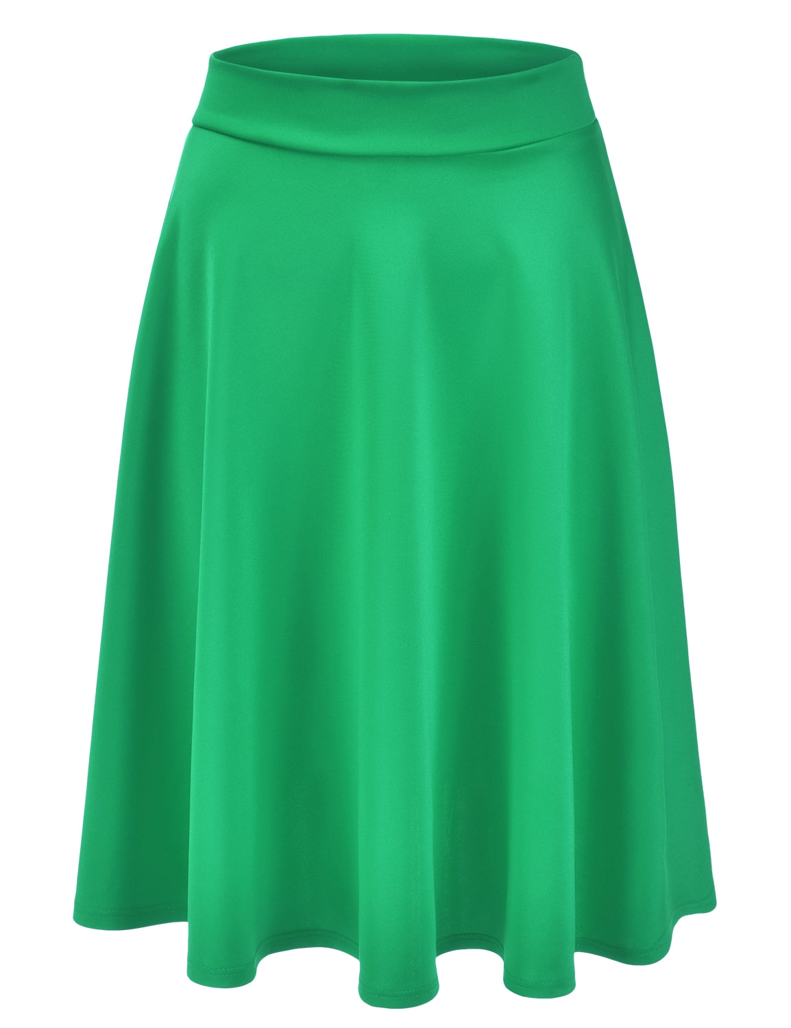 Women's Basic Versatile Stretchy Flared Casual Midi Skater Skirt (S-3XL)