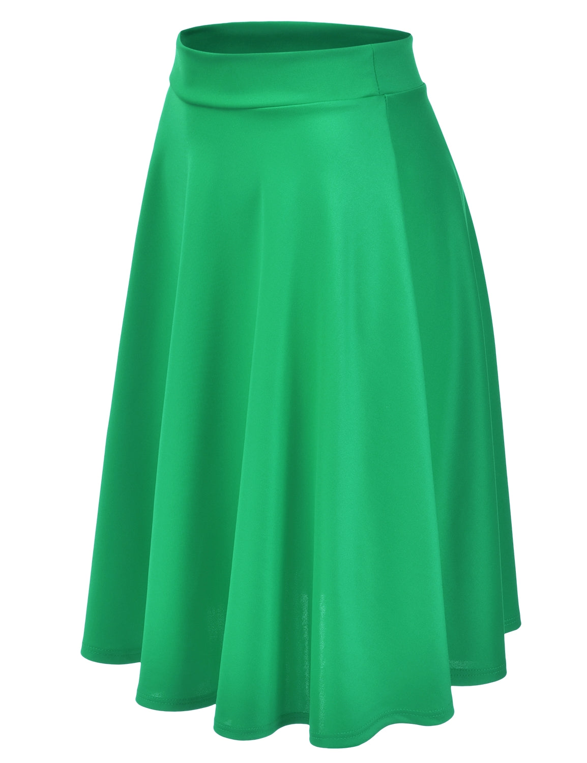 Women's Basic Versatile Stretchy Flared Casual Midi Skater Skirt (S-3XL)