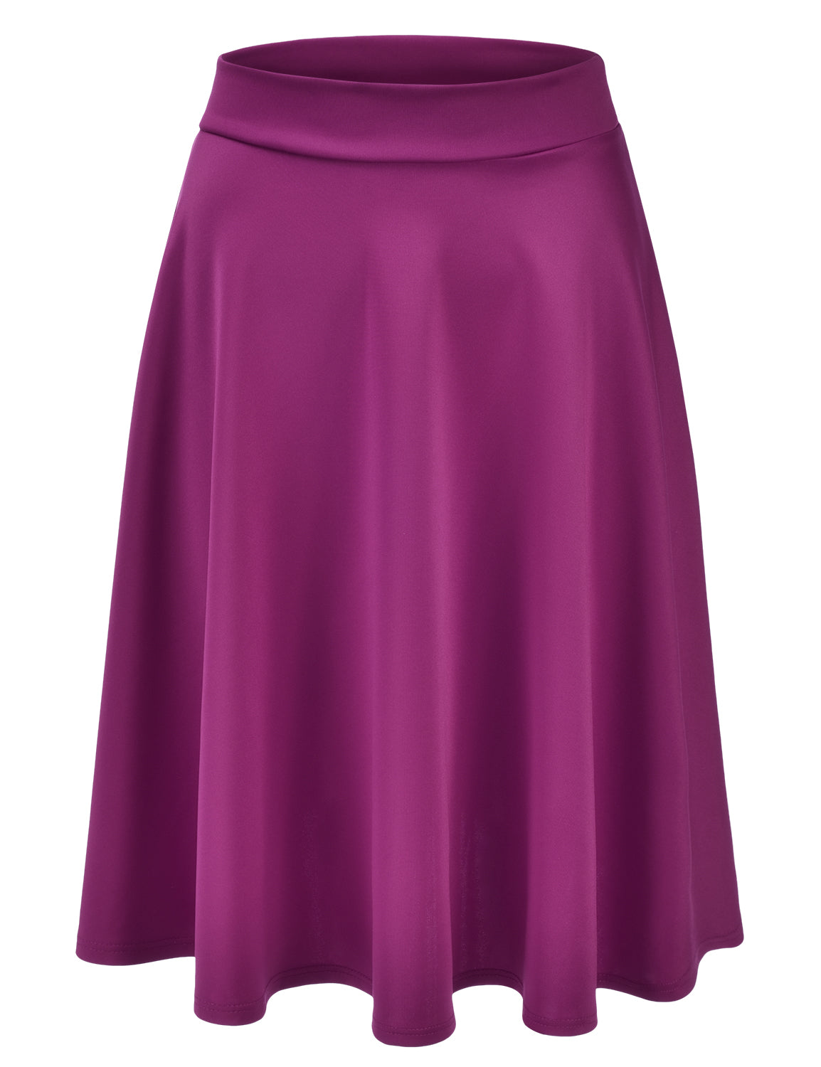 Women's Basic Versatile Stretchy Flared Casual Midi Skater Skirt (S-3XL)