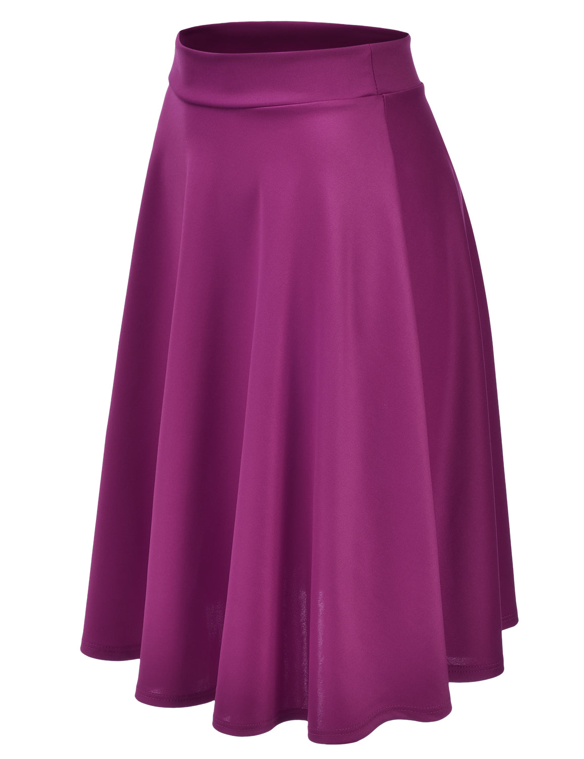 Women's Basic Versatile Stretchy Flared Casual Midi Skater Skirt (S-3XL)