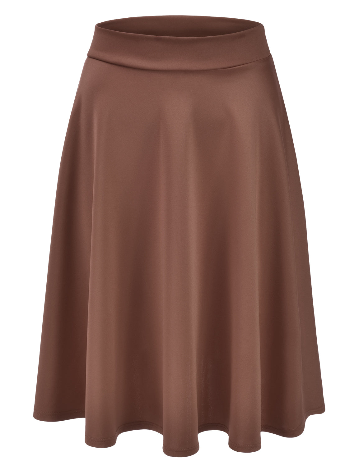 Women's Basic Versatile Stretchy Flared Casual Midi Skater Skirt (S-3XL)