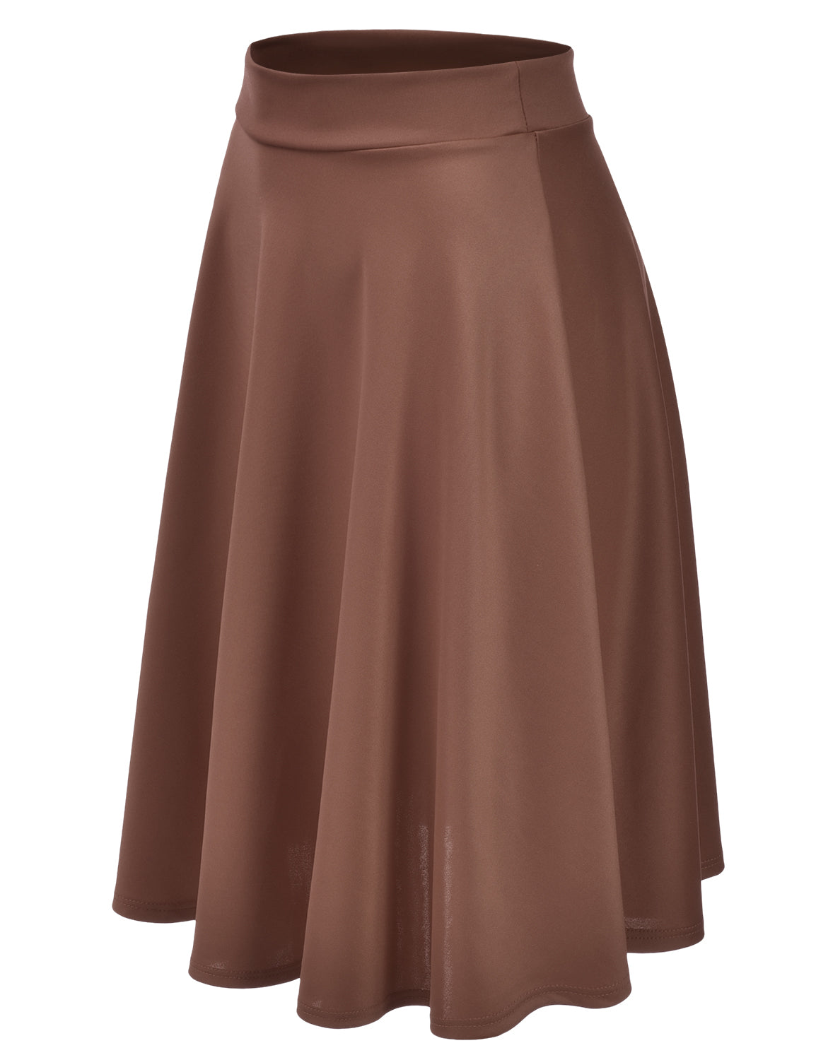 Women's Basic Versatile Stretchy Flared Casual Midi Skater Skirt (S-3XL)