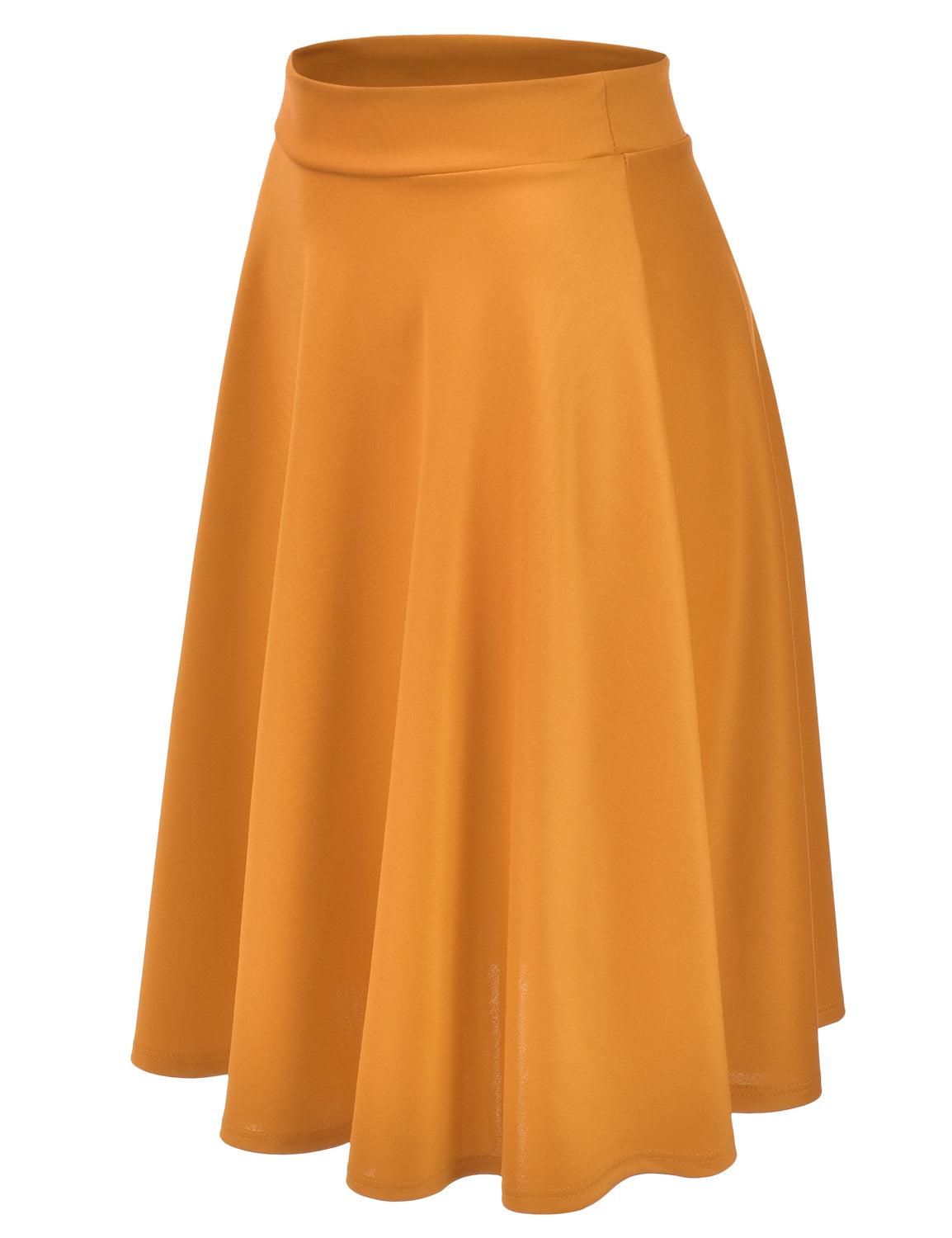 Women's Basic Versatile Stretchy Flared Casual Midi Skater Skirt (S-3XL)