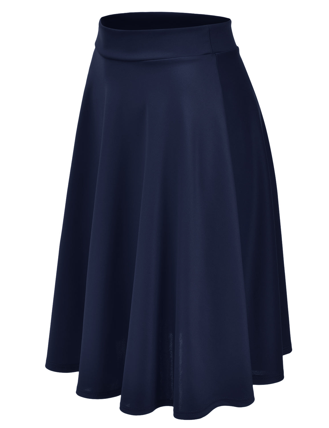 Women's Basic Versatile Stretchy Flared Casual Midi Skater Skirt (S-3XL)