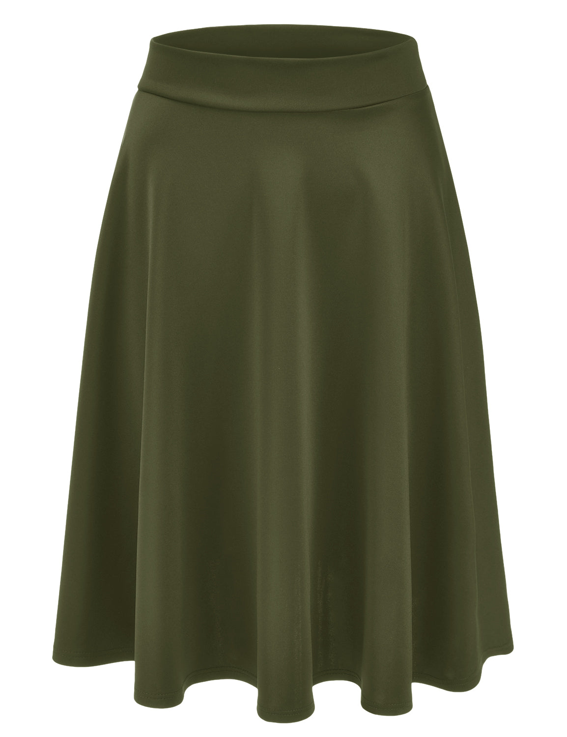 Women's Basic Versatile Stretchy Flared Casual Midi Skater Skirt (S-3XL)