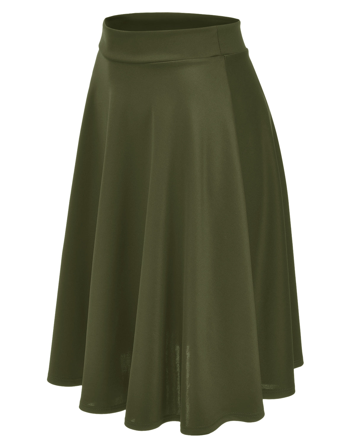 Women's Basic Versatile Stretchy Flared Casual Midi Skater Skirt (S-3XL)