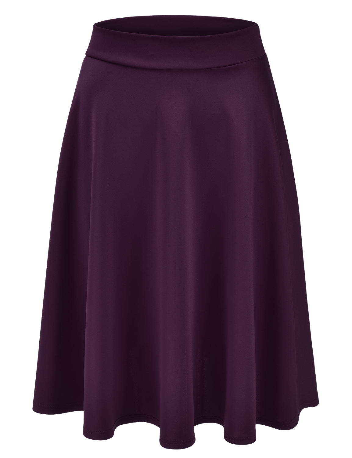 Women's Basic Versatile Stretchy Flared Casual Midi Skater Skirt (S-3XL)