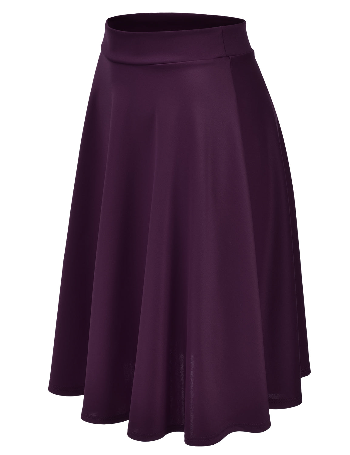 Women's Basic Versatile Stretchy Flared Casual Midi Skater Skirt (S-3XL)