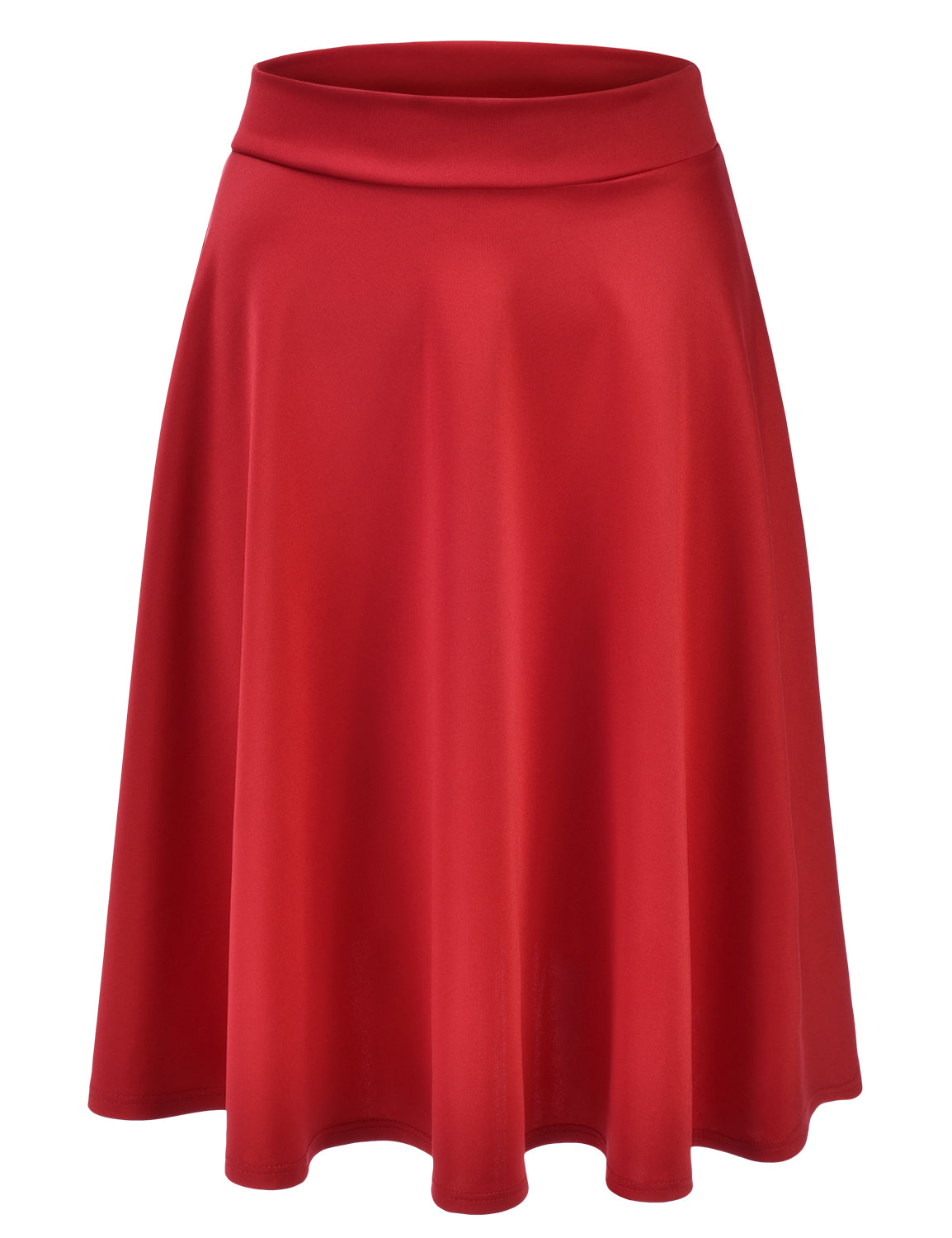 Women's Basic Versatile Stretchy Flared Casual Midi Skater Skirt (S-3XL)