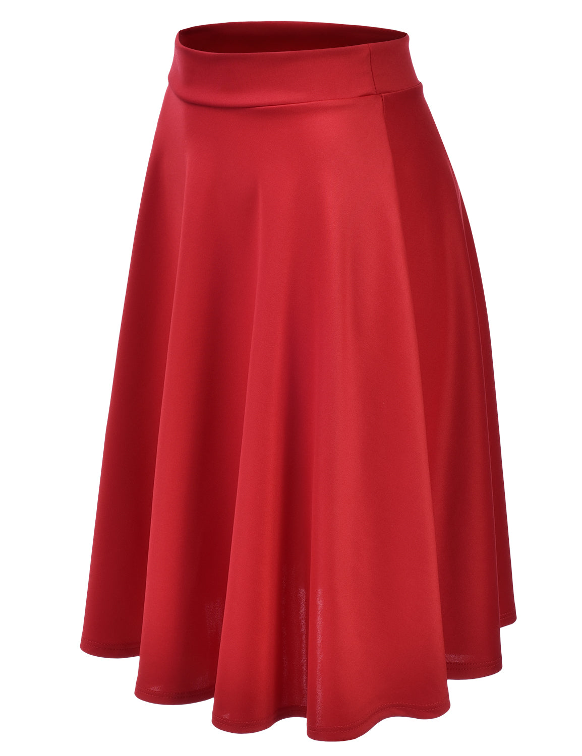 Women's Basic Versatile Stretchy Flared Casual Midi Skater Skirt (S-3XL)
