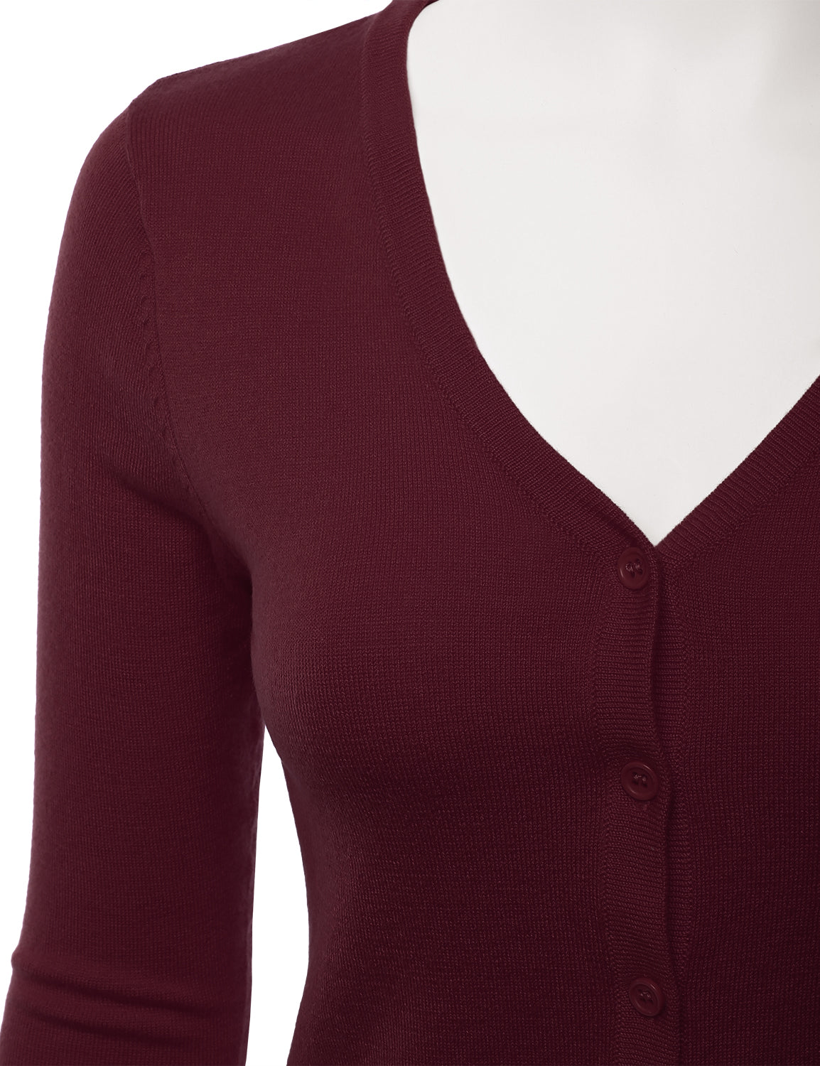 Women's 3/4 Sleeve V-Neck Button Down Stretch Knit Cardigan Sweater (S-3X)