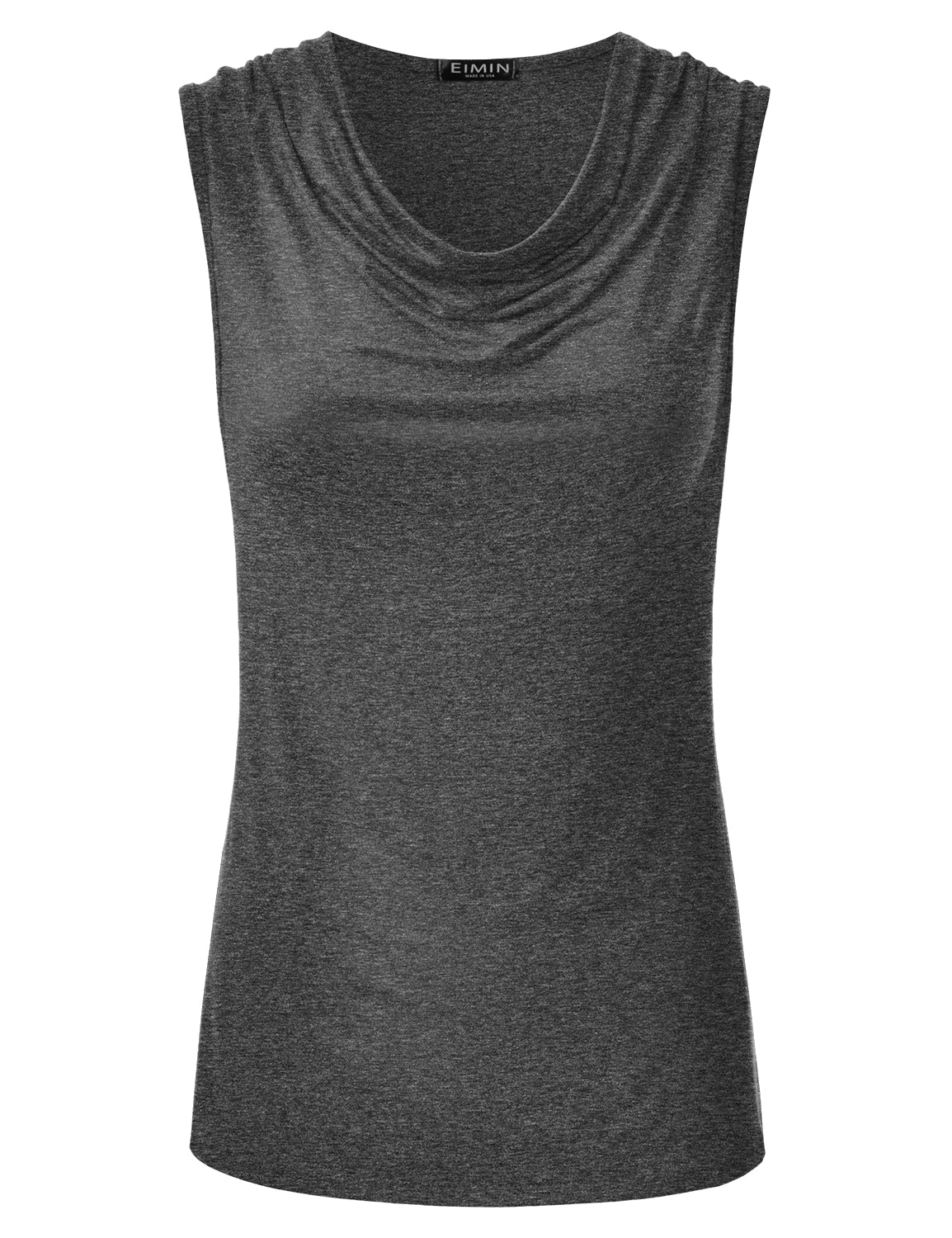 Women's Cowl Neck Ruched Draped Sleeveless Stretchy Blouse Tank Top (S-3X)