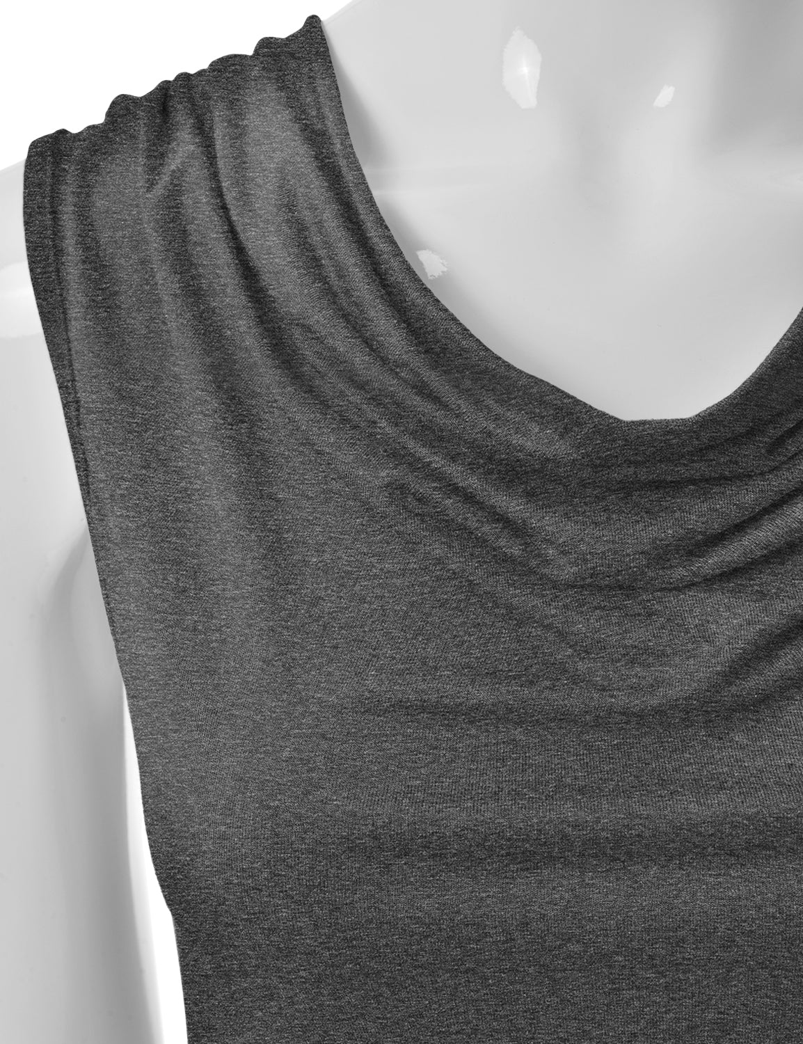 Women's Cowl Neck Ruched Draped Sleeveless Stretchy Blouse Tank Top (S-3X)