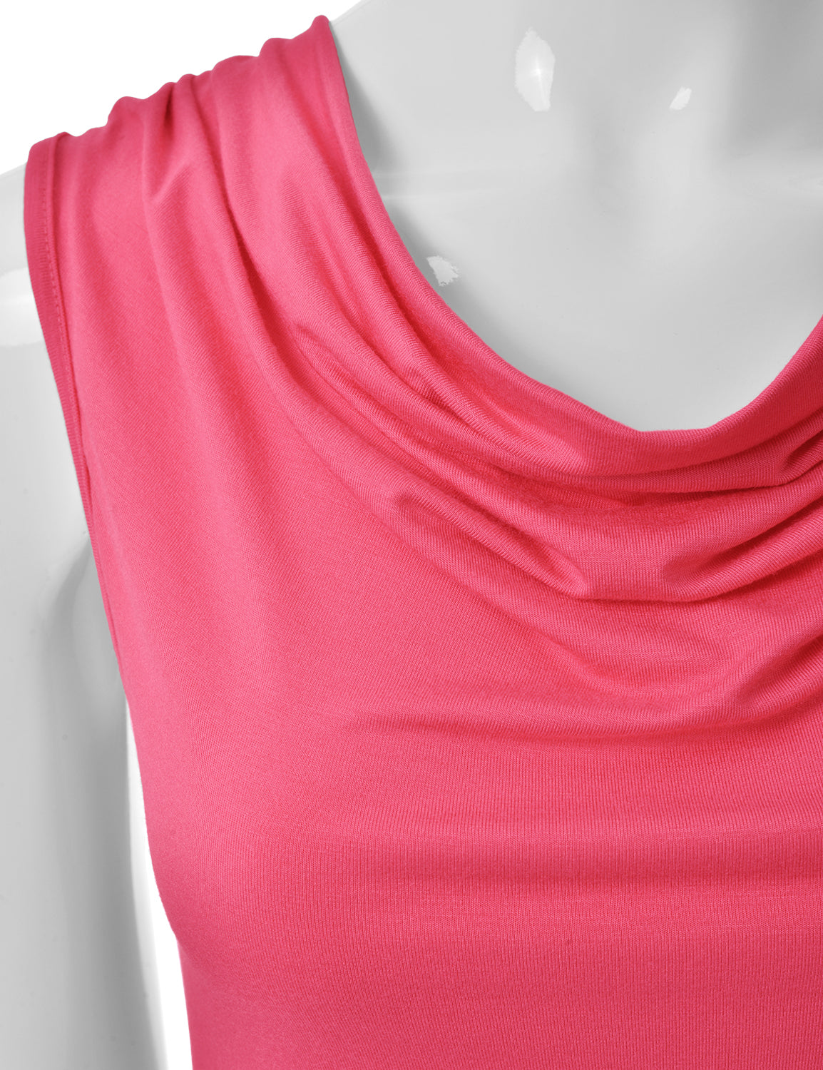Women's Cowl Neck Ruched Draped Sleeveless Stretchy Blouse Tank Top (S-3X)