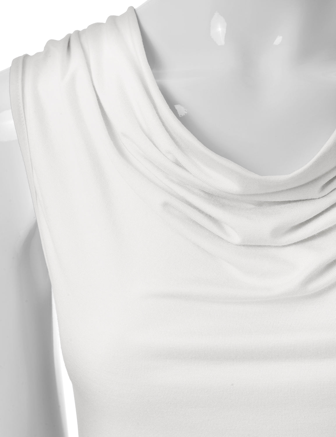 Women's Cowl Neck Ruched Draped Sleeveless Stretchy Blouse Tank Top (S-3X)