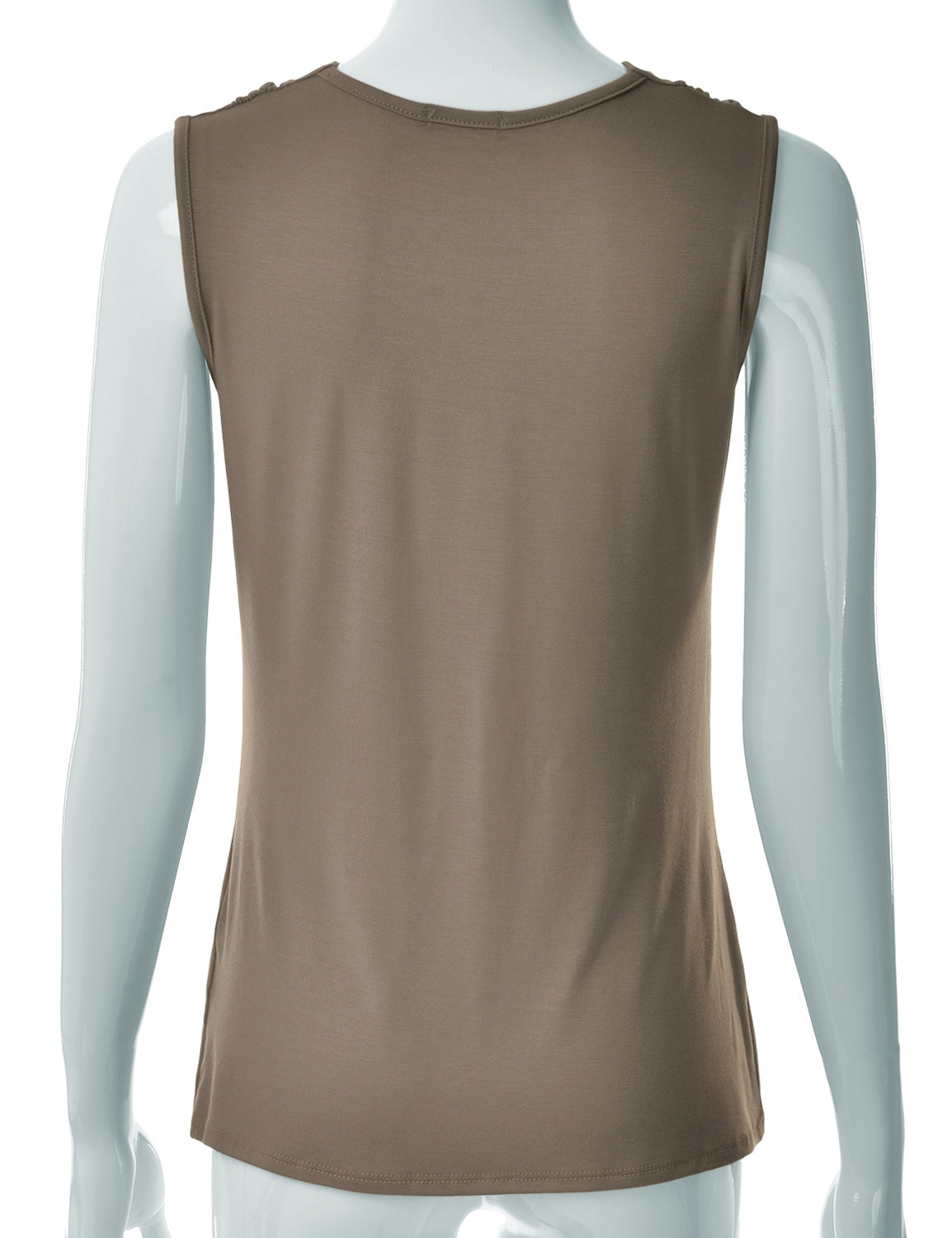 Women's Cowl Neck Ruched Draped Sleeveless Stretchy Blouse Tank Top (S-3X)