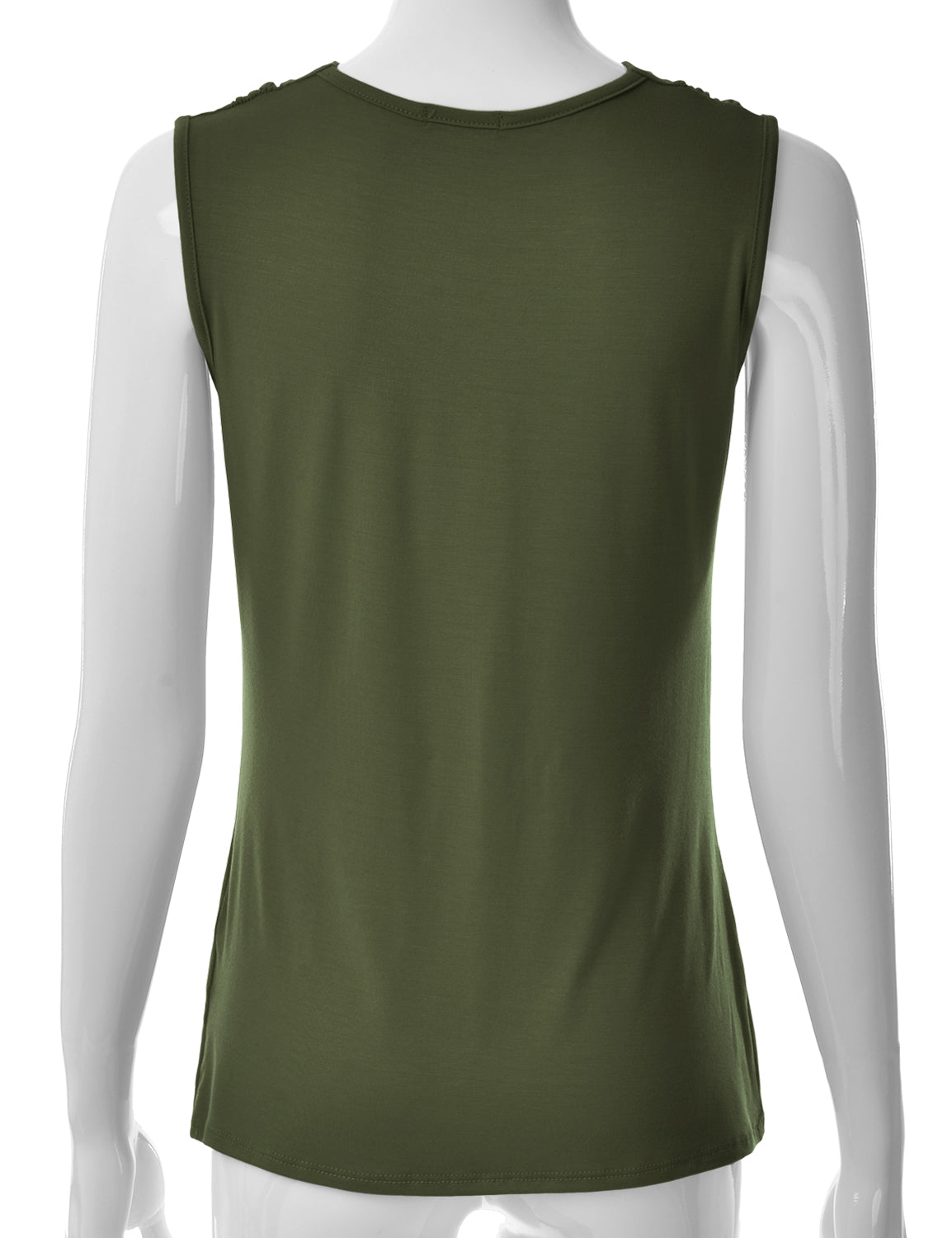 Women's Cowl Neck Ruched Draped Sleeveless Stretchy Blouse Tank Top (S-3X)