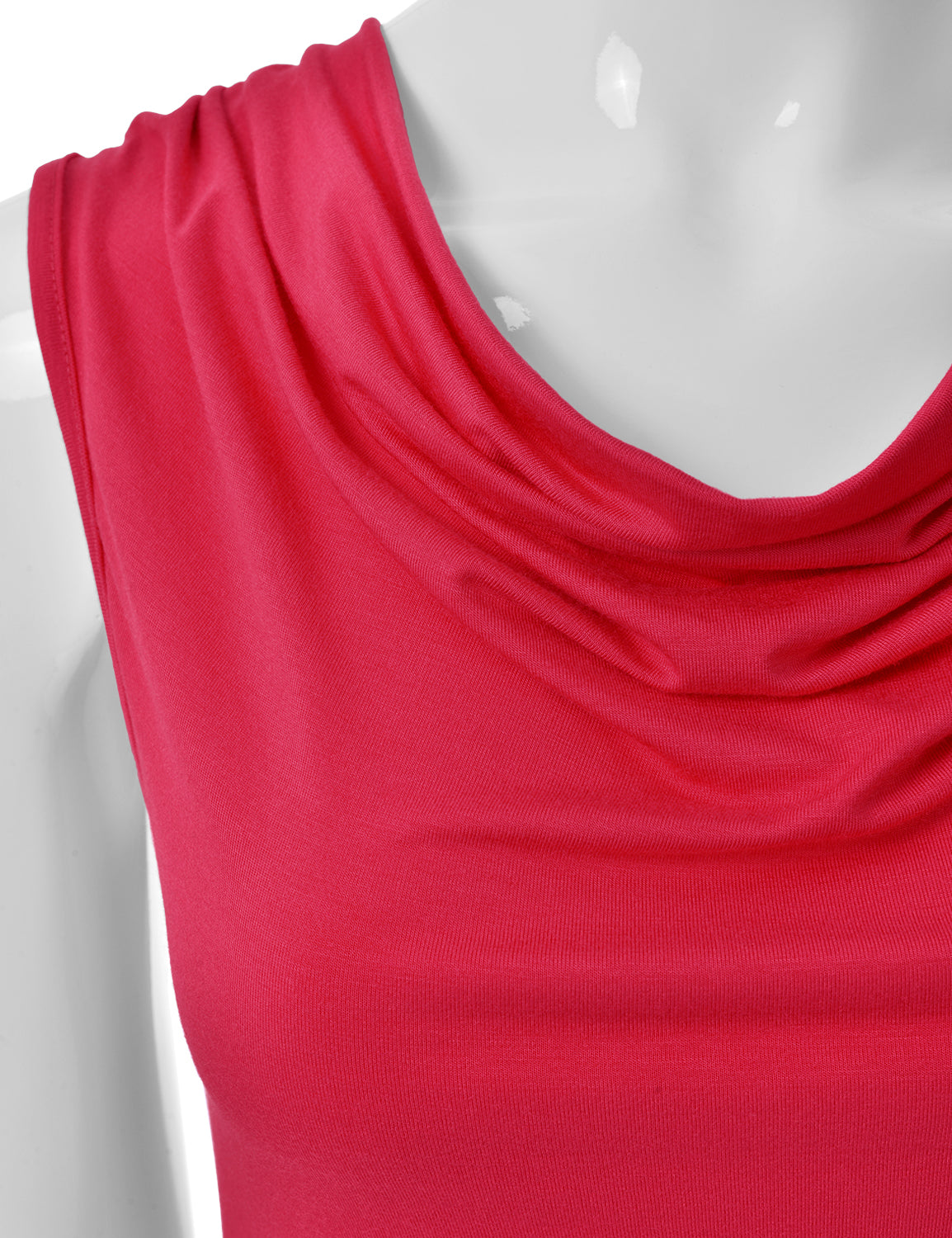 Women's Cowl Neck Ruched Draped Sleeveless Stretchy Blouse Tank Top (S-3X)